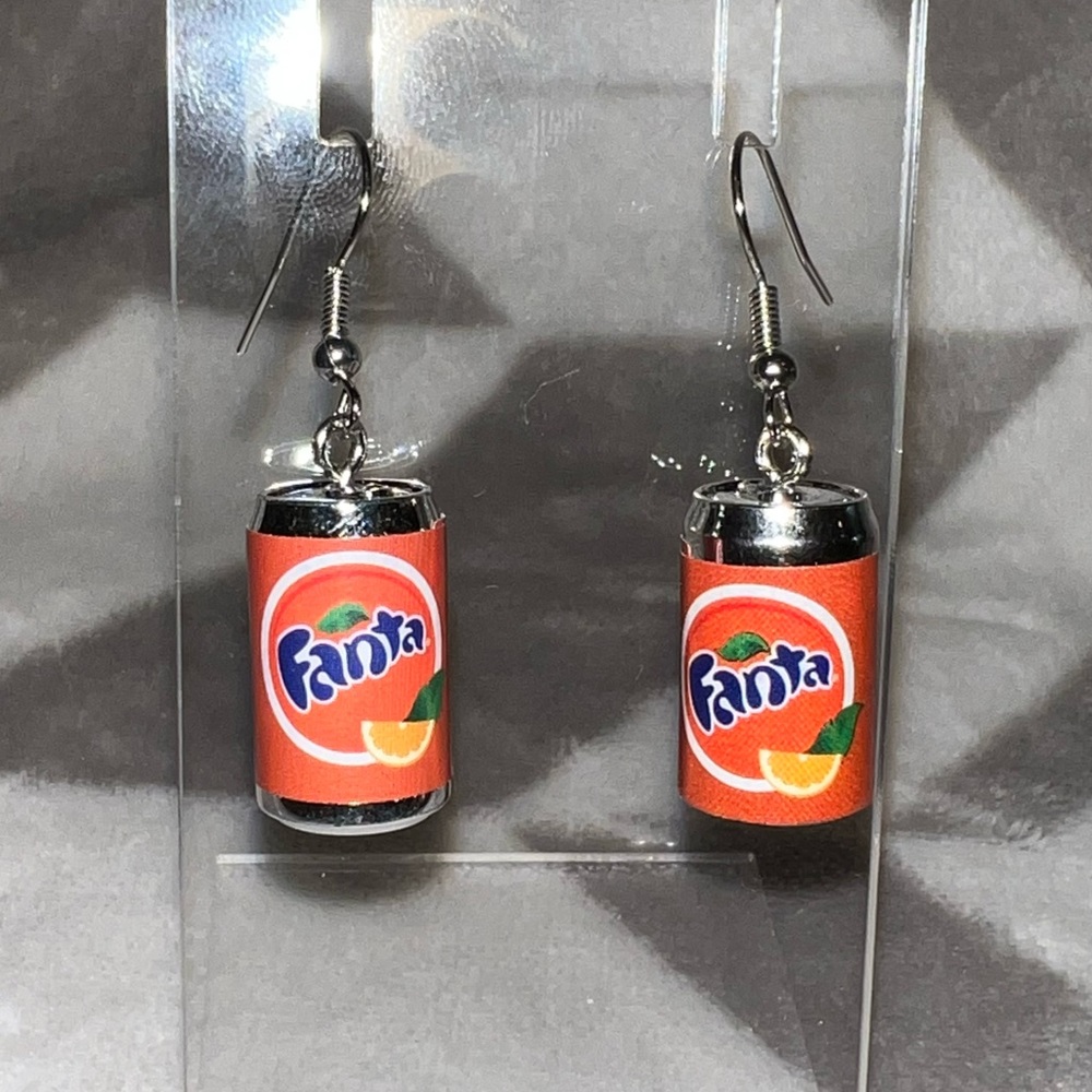 Orange Fanta Soda Coke Novelty Costume Earrings